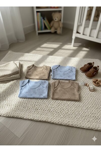 GMN COLLECTION ERKEK BEBEK 4'LÜ AYICIKLI UZUN KOLLU ÇITÇITLI BODY 0-1 YAŞ ARA...