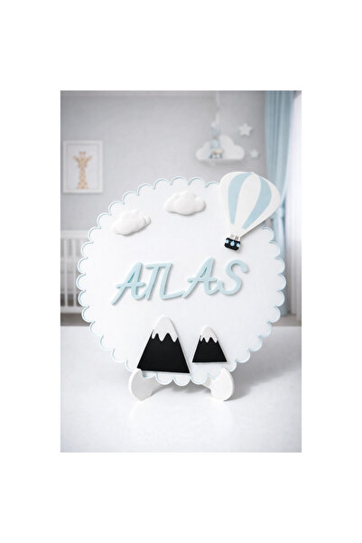 Maya's3D Gökyüzü Temalı İsme Özel Tasarım Erkek Bebek ve Çocuk Kapı Süsü - Ka...