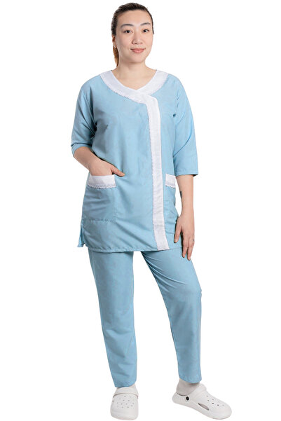 ABSHIR Housemaid/Khadama/Nanny Uniform Set, cotton 3/4 Sleeve Tunic with Whit...