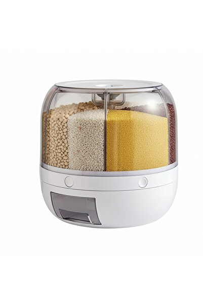 NEXTLY Dispenser rotativ pentru alimente, 6 compartimente, 6 l, alb