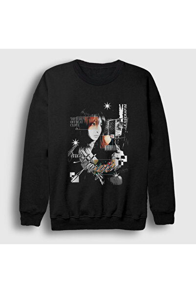 Presmono Unisex Black Huh Yunjin Different Le Sserafim Sweatshirt 597458Tt