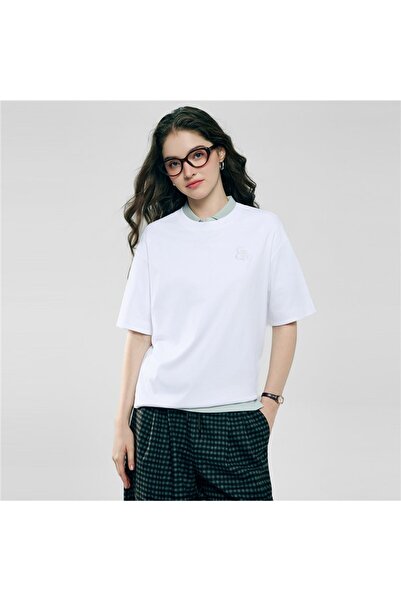 Giordano تيشيرت نسائي مطرز من القطن بتقنية ليكويد تاتش