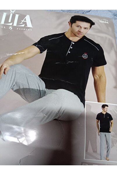 Butik Kısa kollu penye kumaş erkek gecelik takımı