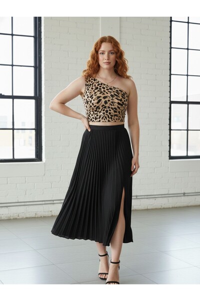 FUNSTYLE Μονόωμο, ελαστικό, λεοπάρ τοπ με ανοιχτούς ώμους