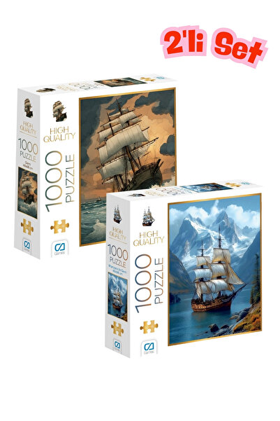 CA Games 2 Adet 1000 Parça Puzzle Manzara ve Gemi - Gemi 2,2mm Kalınlık 48x68cm
