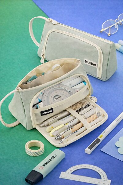 BALCI HEDİYELİK حامل قلم قماش متعدد الوظائف ذو سعة كبيرة