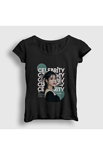 Presmono Tricou negru de damă Celebrity Lee Ji Eun iu Iu 596649tt