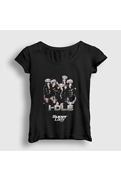 Presmono Women's Black Super Lady I Dle Gidle T-Shirt 599591Tt