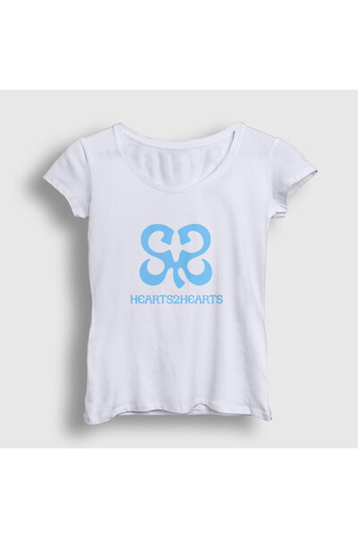 Presmono Tricou alb cu logo K-Pop Hearts2hearts pentru femei 598258tt