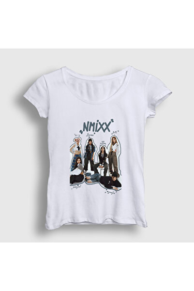 Presmono Tricou alb pentru femei Members K-Pop Nmixx 598521tt