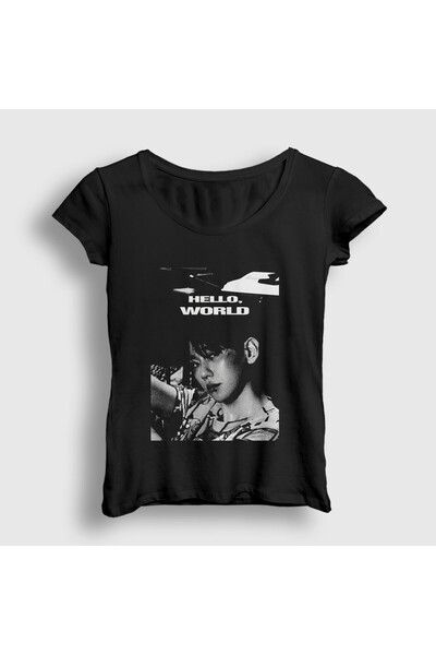 Presmono Tricou negru pentru femei Hello World Byun Baekhyun Baek Hyun 597291tt