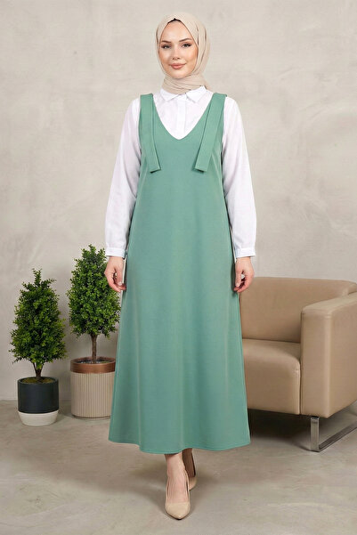 Kirazgym Women's Long Hijab with Tie-Back Shoulders - Green