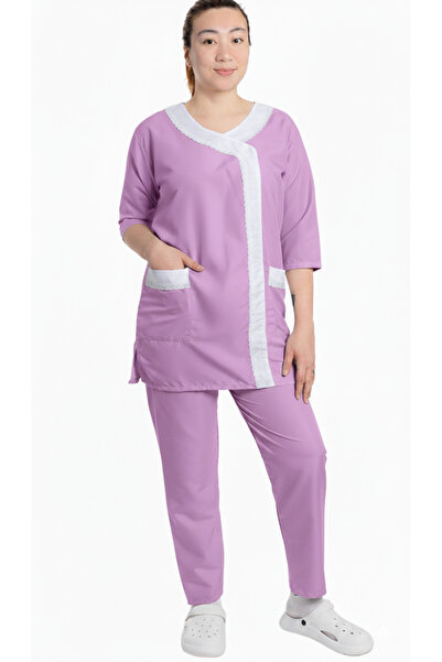 ABSHIR Housemaid/Khadama/Nanny Uniform Set, cotton 3/4 Sleeve Tunic with Whit...