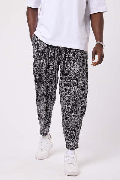 Superbluemexico Unisex Street Style Printed Wrinkled Sports Baggy Trousers