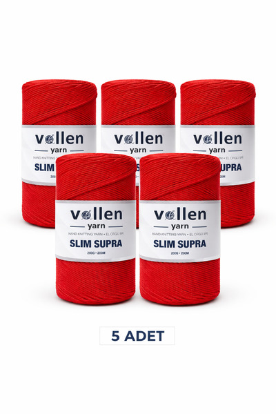 vollen yarn Slim Supra Makrome İp Mumlu Pase İp 200gr 200mt 5’li Paket Çanta İpi