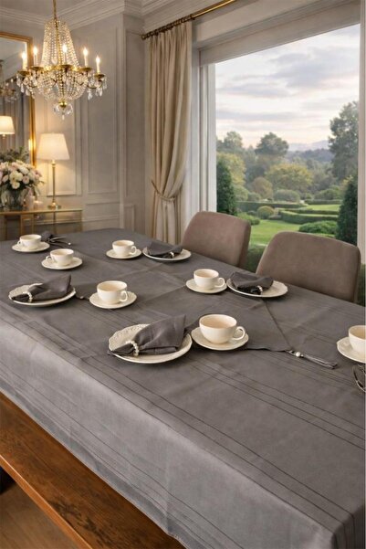 Çeyiz Diyarı Colber 26 Piece Tablecloth Set Anthracite
