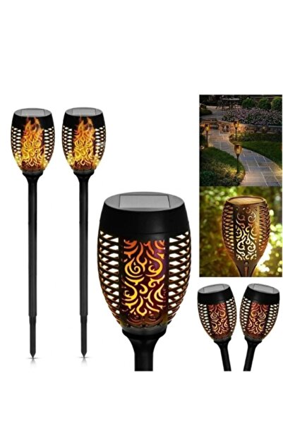 gaman 2 Adet Alev Efektli Solar Led Güneş Enerjili Bahçe Lambası Aydınlatması...