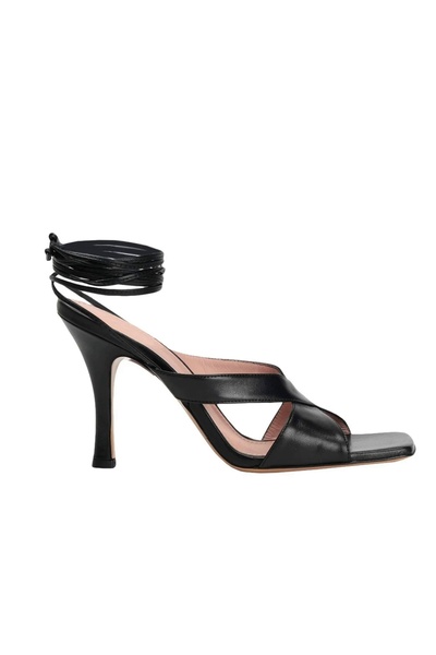 8 By Yoox Leather sandals with square toe and laces