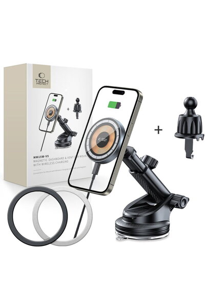 Tech-Protect Cabluri USB-A + USB-C Încărcător inductiv MagSafe pentru grilaj ...