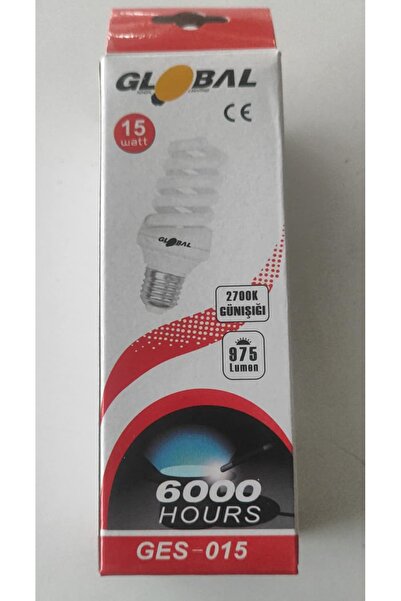 Global GAZLI TASARUFLU GÜNIŞIĞI 15WATT E27 LEDLİ AMPÜL