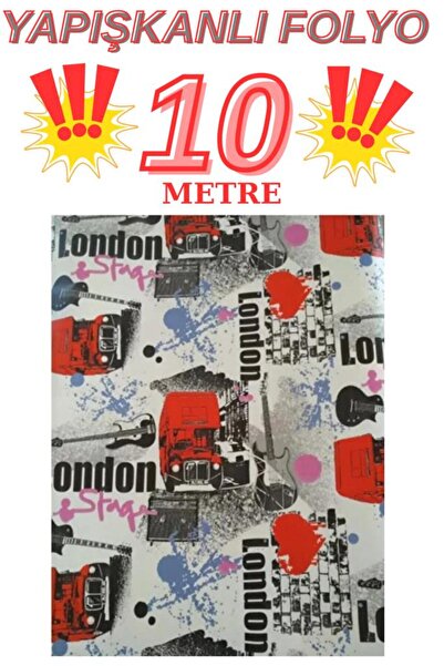 Renkli Duvarlar 45cm X 10 Meters 1 Roll of Foil Adhesive London Written Cafe ...