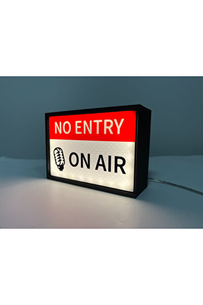BASKIDURAĞI Yayıncı & Podcast Işıklı Dekoratif Tabela - No Entry On Air LED P...