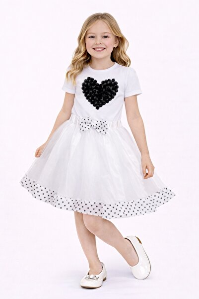 Nacar 23 Nisan 29 Ekim Gösteri Kıyafeti Kız Çocuk Siyah Kalp Detaylı Tişört &...