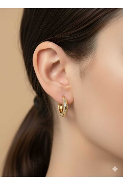 FOR YOU TAKI by Ezgi Women's Steel Stone Hoop Earrings