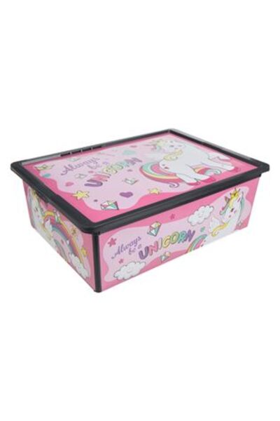 Jumbo Toy Storage Box with Lid & Unicorn Design 25 L