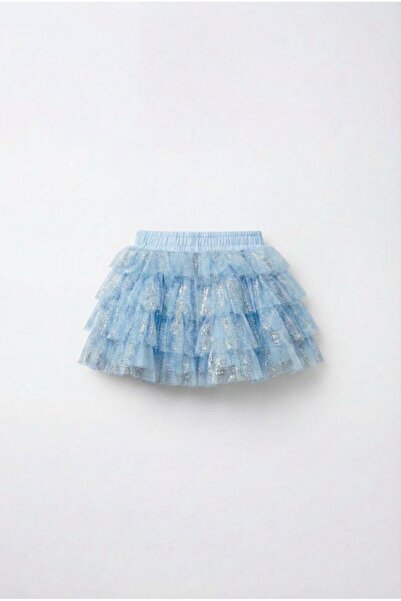 Magu Fusta din tul albastru cu sclipici, căptușită cu bumbac, pentru fete