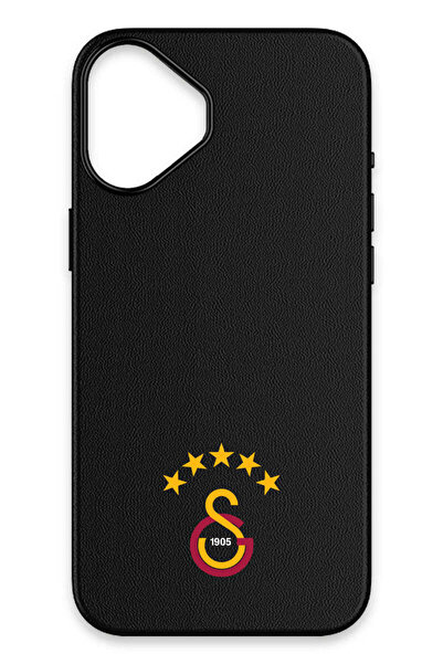Galatasaray iPhone 16 Uyumlu 5 Yıldız Arma Deri Magsafe Lisanslı Telefon Kılıfı