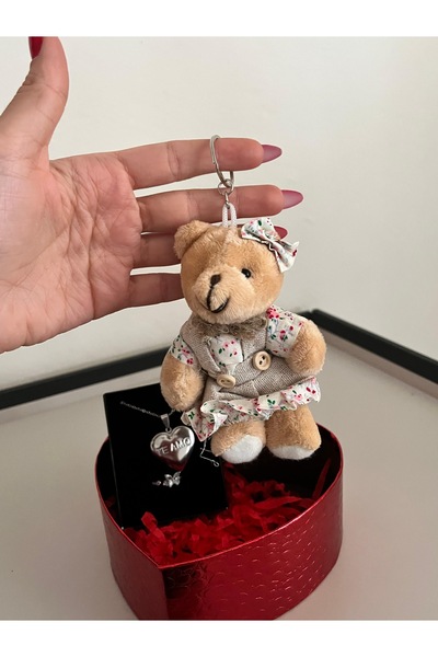 By Ayşegül Sevgililer Günü Küçük Kalp Kutu Teamo Kolye Ayıcık Anahtarlık Deko...