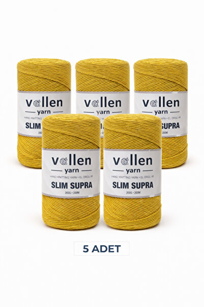 vollen yarn Slim Supra Makrome İp Mumlu Pase İp 200gr 200mt 5’li Paket Çanta İpi