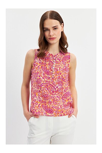 civetta Multicolor Button Detailed Sleeveless Blouse