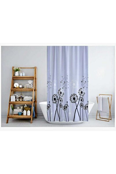 Blue Home Tropik Polyester Fabric Geometric Pattern Gray Bathroom Curtain Dom...