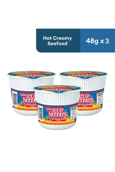 Nissin نودلز سريعة التحضير بنكهة المأكولات البحرية الكريمية الساخنة - 48 غرام