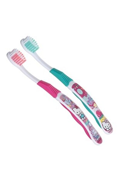 Hello Kitty Fuchsia Green Toothbrushes with Design 16 cm for Kids - 2 pcs