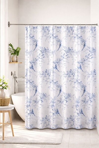 Blue Home Tropik Polyester Fabric Bathroom Curtain Domestic Production Shower...