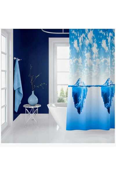 Blue Home Tropik Polyester Fabric Bathroom Curtain Domestic Production Shower...