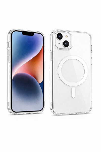 Store iPhone 13 Sararmaz Sert Mika Şeffaf MagSafe Kılıf