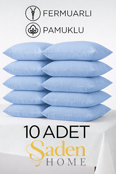 SADEN HOME 10 Pieces Cotton Blue Pillowcases with Zipper, Pillowcase Set, 50X...