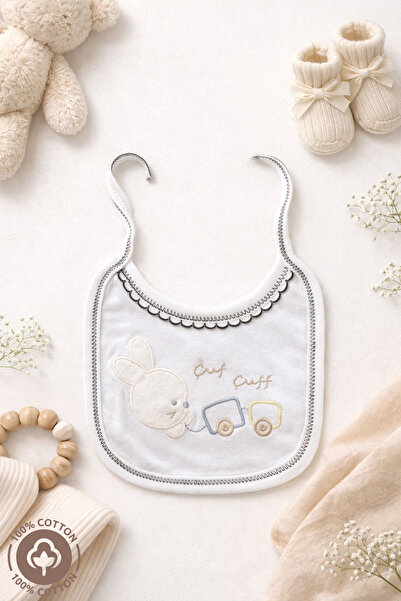 Miniel Unisex Baby 100% Organic Cotton Embroidered Baby Drool & Feeding Bib