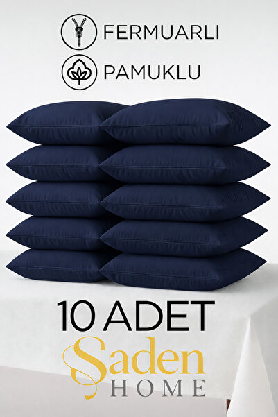SADEN HOME 10 قطع من أغطية الوسائد القطنية باللون الأزرق الداكن مع سحاب، طقم ...