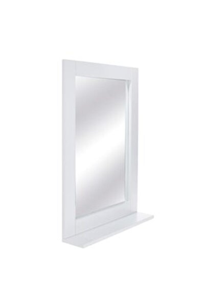Jumbo Bathroom Mirror with Wooden Frame & Shelf 50 x 70 cm