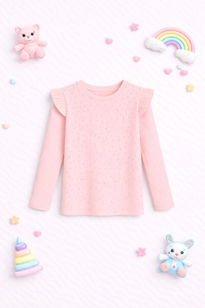 mini kanka Body cu mânecă lungă cu volane și nervuri pentru fete, din bumbac,...