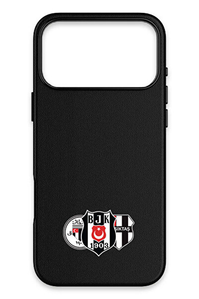 Beşiktaş iPhone 17 Pro Uyumlu Üç Arma Deri Magsafe Lisanslı Telefon Kılıfı