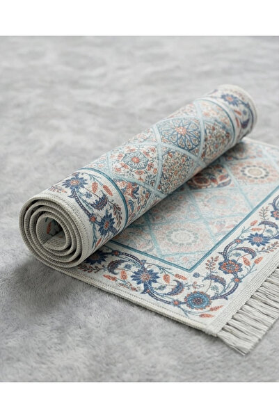 Elit Scarf MOTİF BASKILI KALIN SECCADE-Beyaz