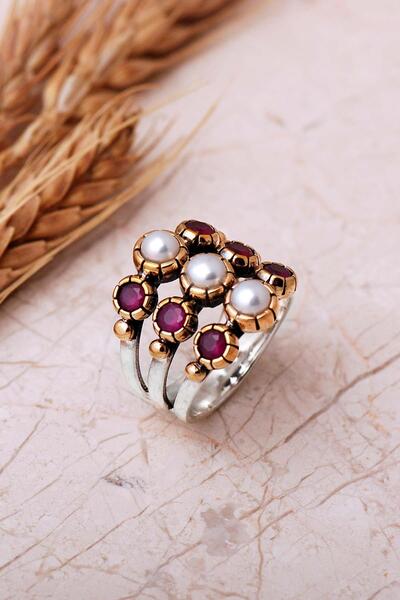 Sümer Telkari 2 Farklı Doğal Taş Seçenekli Elişi 925 Ayar Gümüş Yüzük 6002