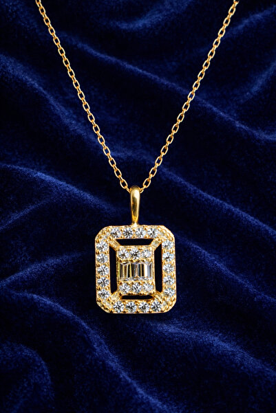 KAR DİAMOND 8 Ayar Altın Kolye Ucu Gümüş Zincir Pırlanta Model Sertifikalı Öz...