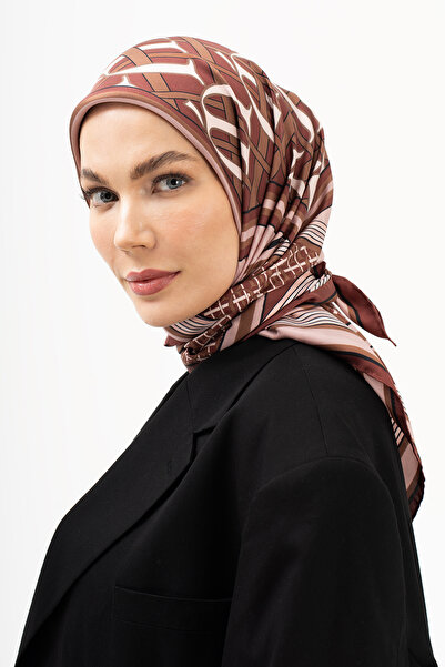 Bej Terracotta Monogram Twill İpek Eşarp